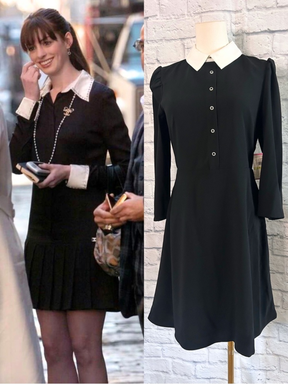 Riley & Rae Black White Mini Dress Collar Twee Goth Grunge Retro Wednesday Retro